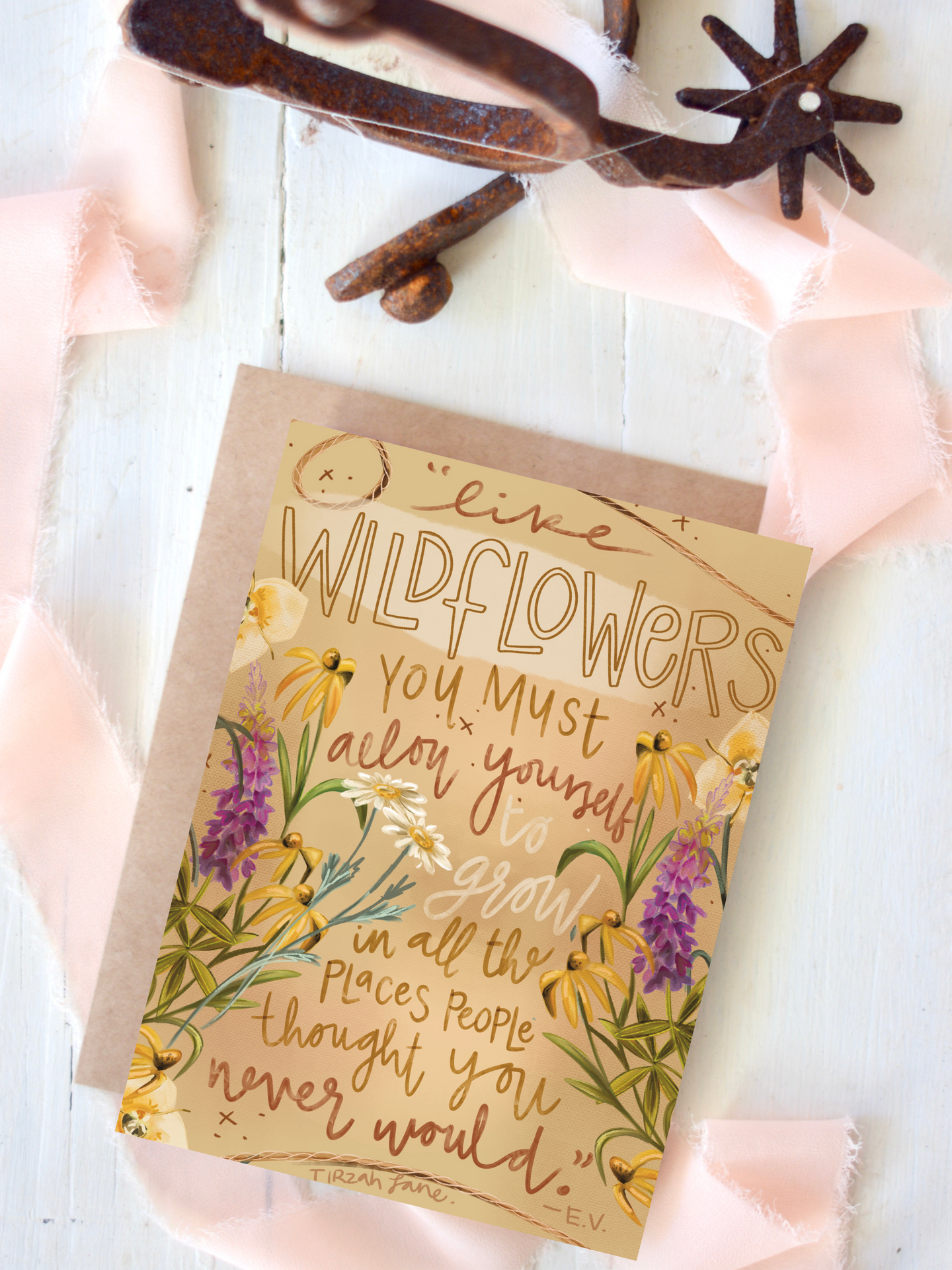 Allow Yourself To Grow Wildflowers Western Blank Greeting Card